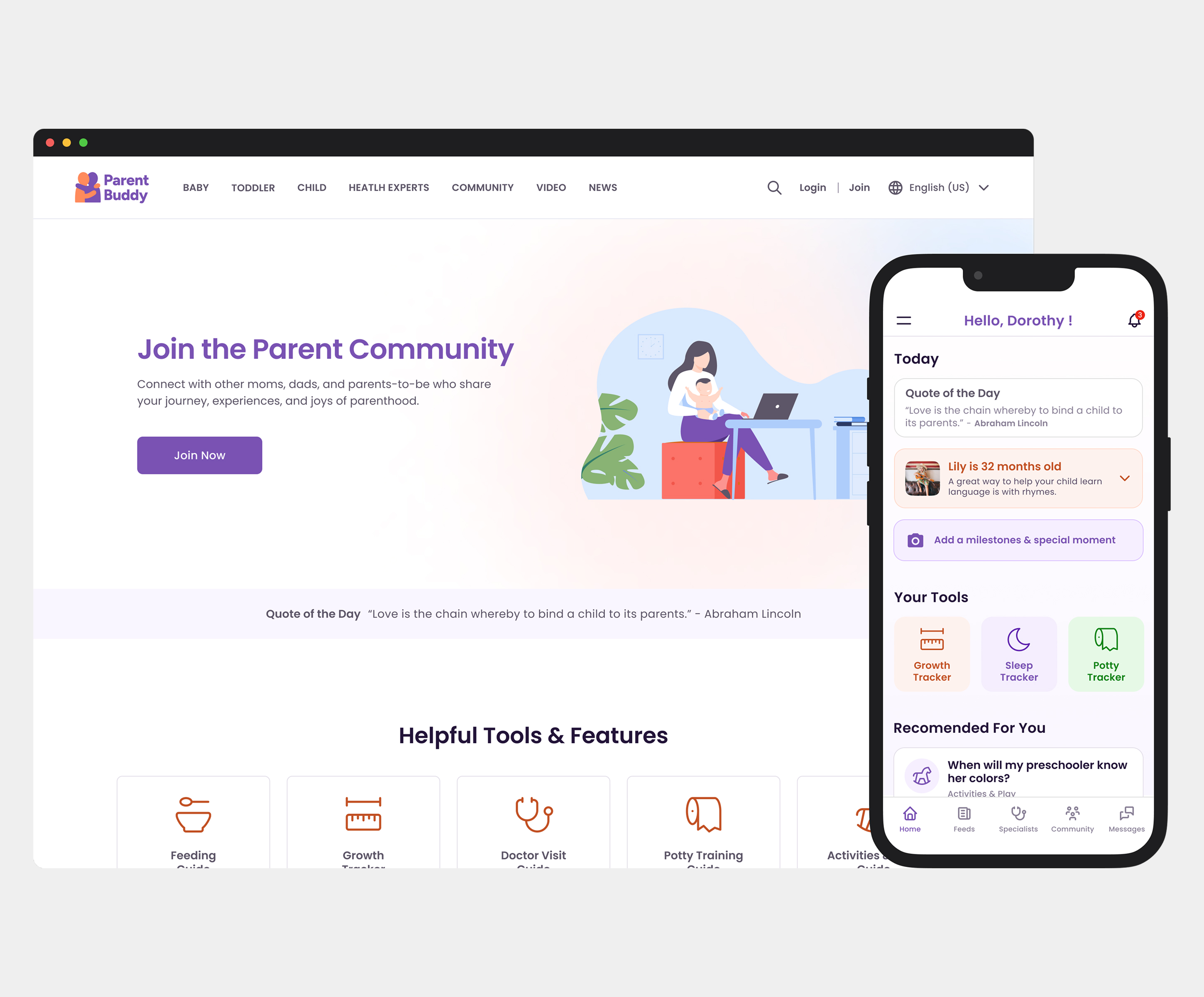 Parenting App & Responsive Website