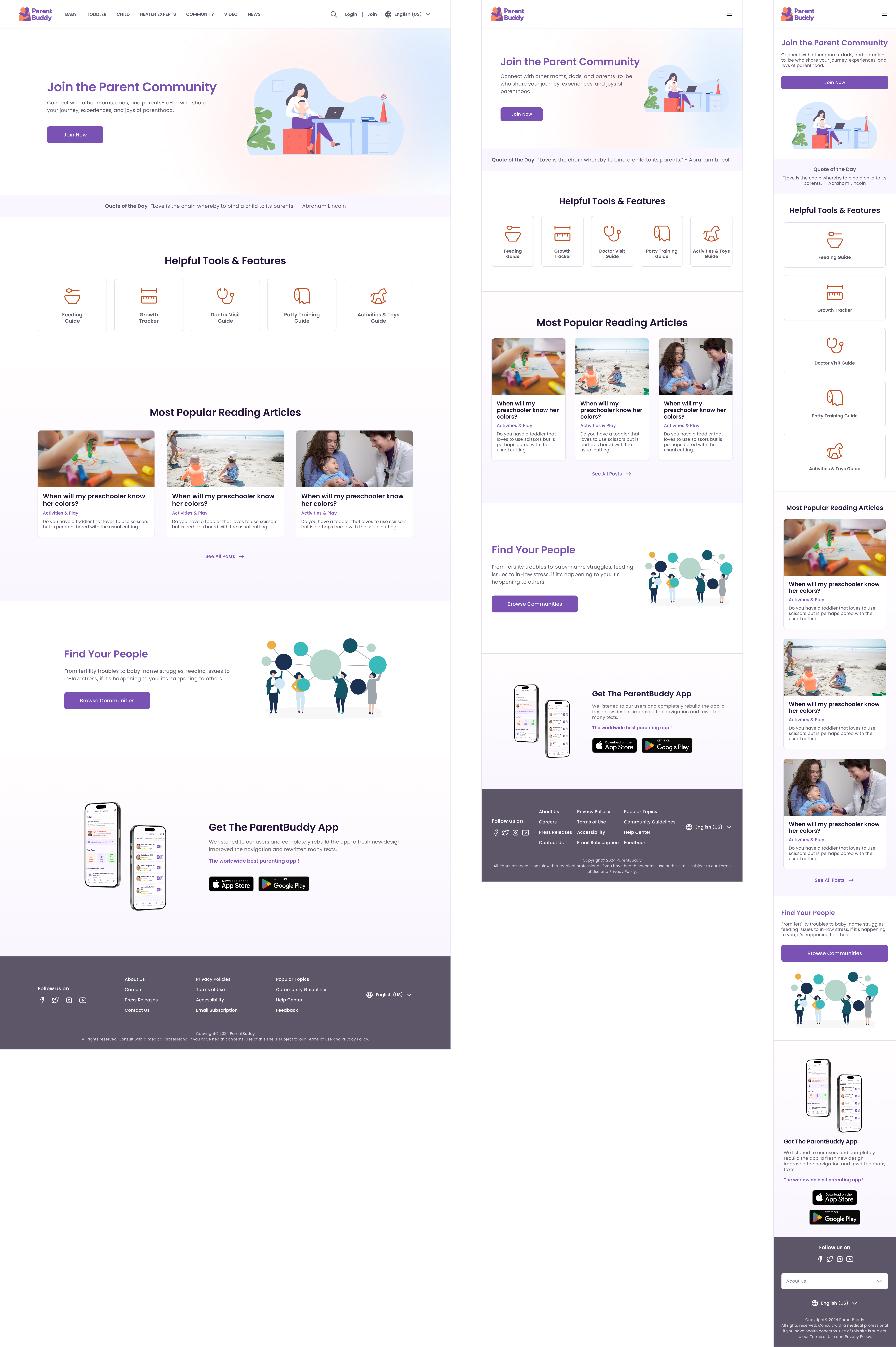 Parenting App & Responsive Website